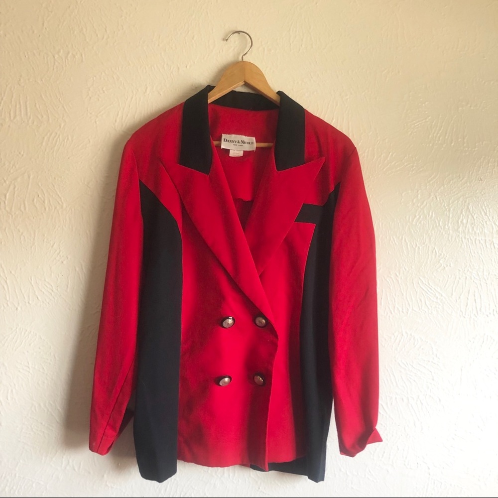 Vintage Danny & Nicole Buttoned Blazer Red/Black